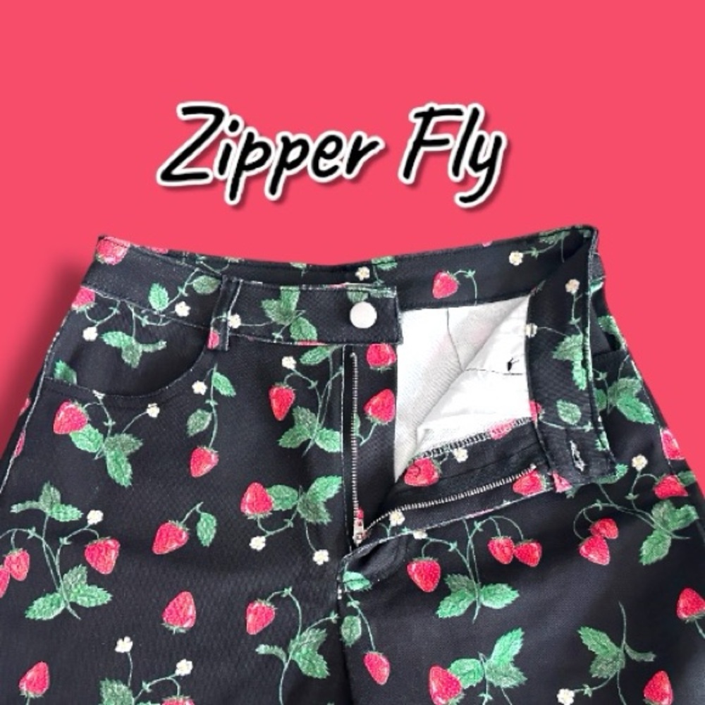 NWOT Vernacular Strawberry Straight Leg Pants. 🍓Size XS (26” Waist) - Picture 8 of 12